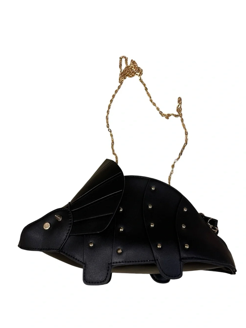 Triceratops Crossbody Novelty  Purse with Gold Chain NWOT
